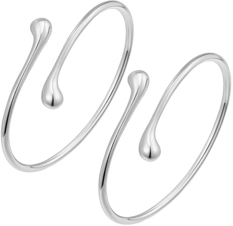 XENQITO 2 Stück Oberarmreif Silber, Einstellbar Armreif Silber, Armreifen, Manschette Armband Geschenke, Armreif Damen, Handgelenk Spiralarmband, Offenes Armreif Oberarm Für Hochzeiten Und Partys