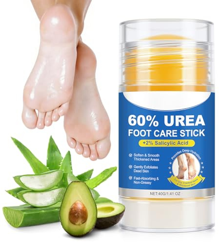Crema reparadora para talones agrietados, crema pies con un 2% de ácido salicílico y un 60% de urea, barrita de urea para talones agrietados y piel seca, 40g (1PCS)