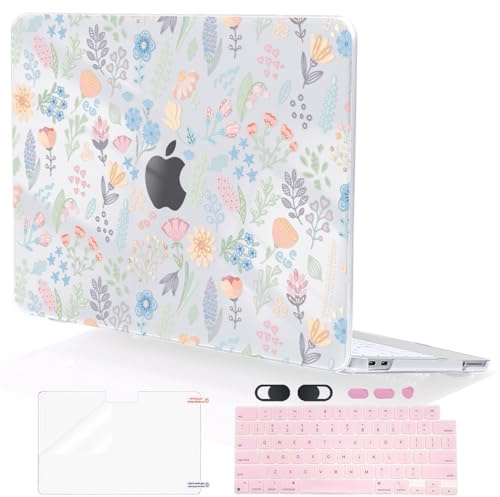 LCMOCICO Compatible with MacBook Neo 13 inch Case 2026 (Model A3404), Printed Pattern Hard Shell Laptop Case with Keyboard Cover & Screen Film, Slim Plastic Protective Cover, Starry Sky Flowers