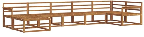 vidaXL Outdoor-Sofagarnitur 7 pcs Natur Massivholz Akazie, Modernes Akazienholz Outdoor-Sofaset, langlebige Gartenmöbel, Flexible Anordnung für die Terrasse, Bequeme Lounge im Hinterhof