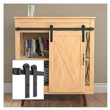 Sliding Barn Door Hardware Kit, 24 82 Inch Mini Cabinet Kit for Smooth Operation on TV Stand & Closet(60in 152cm)