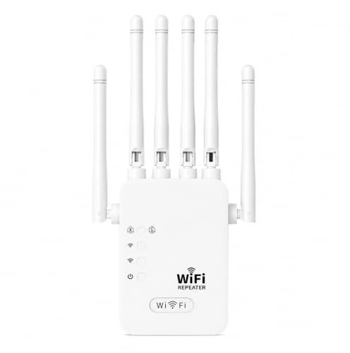 WiFi Range Extender Repeater, 1200Mbps Dual Band 2.4GHz & 5GHz | 6 Antennas, Wireless Signal Booster, Wall Plug-In Design, WPS Supported, Wide Coverage