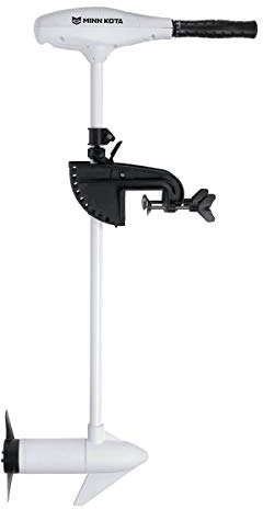 Minn Kota Außenborder/Schiffsmotor, mit Teleskopgriff, Montage am Heckbalken, resistent gegen Salzwasser, 107 cm, 12 V, 25 kg, Weiß