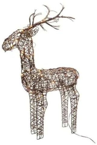 Kaemingk 83cm Brown Outdoor Standing Wicker Reindeer Decoration With LED Lights