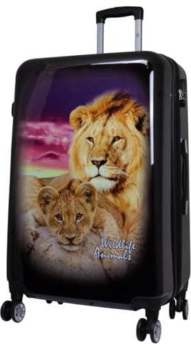 Bowatex Bedruckte Motivkoffer Trolley Löwe, Große Hartschalen Koffer 100Li Plus
