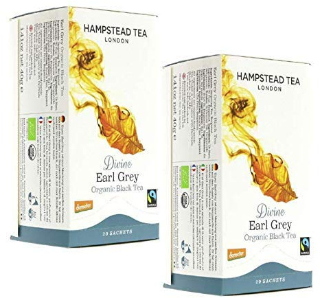 Hampstead Tea London Divine Earl Grey Organic Black Tea - 2 x 20 Sachets (80 Gram)