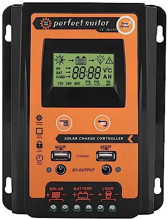 EBTOOLS pour solar controller MPPT Régulateur de Solaire 12V / 24V 30A50A Régulateur de Batterie à Panneau Double Affichage LCD à Cristaux Liquides(30A)