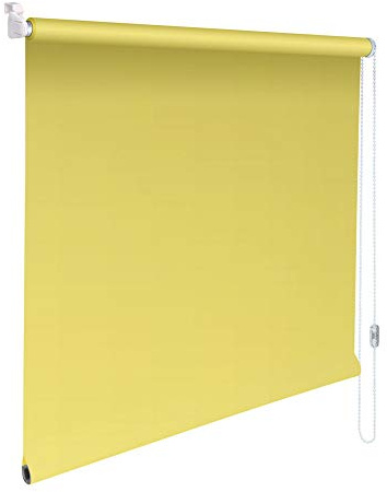 Sonnenschutz-HH® - Mini Sichtschutzrollo Minirollo Sonnenschutz Rollo KLEMMFIX Seitenzugrollo Kettenzugrollo inkl. Klemmträger ohne Bohren - Außenmaß Breite 80 x 140 cm Höhe - gelb