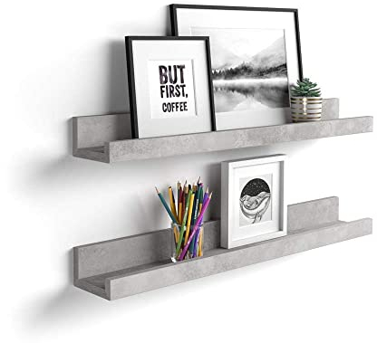 MOBILI FIVER, 2er-Set First Bilderregale, 80 cm, Grauer Beton, Made In Italy