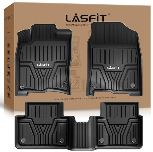 LASFIT Fußmatten für Honda Civic Limousine 2016-2021 & Schrägheck 2017-2021 & Coupe 2016-2020, Allwetter TPE Passgenaue Bodenbelag, 1. & 2. Reihe, Schwarz