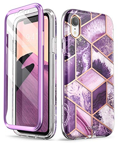 i-Blason Cosmo Protective Case Full-Body Bumper Case for 6.1-Inch iPhone XR (2018), Marble Purple
