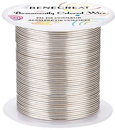 BENECREAT 30m 1mm Filo di Rame Colore Argento Filo di Rame Resistente All'Appannamento per L'Artigianato Creazione di Gioielli, Perline
