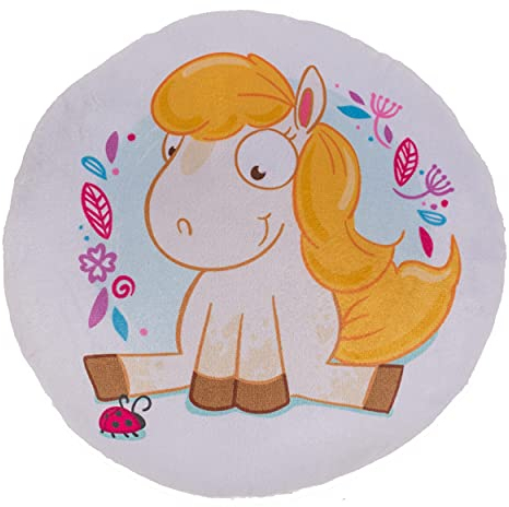 Haus und Deko Kinderkissen Pferd rund 30 cm rund blond flauschig Kuschelkissen Kinderkissen Mädchen