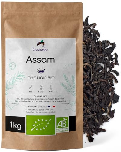 Chabiothé - Thé noir Assam Bio 1 kg - Origine Inde thé nature en vrac et au kilo - conditionné en France - sachet zip