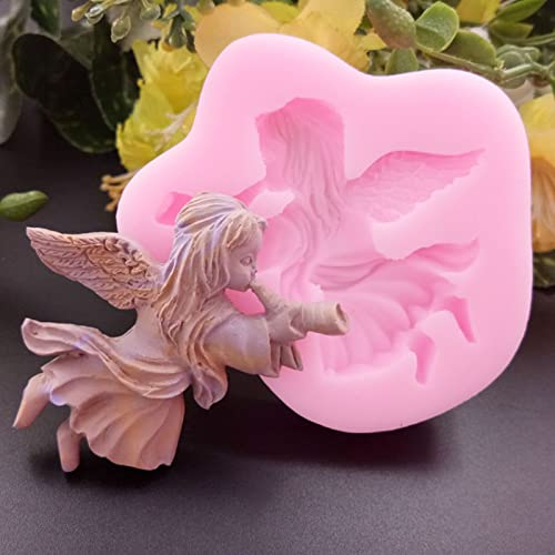 FONDUO Silikonform Engel Silikonform Figuren Backformen für Weihnachten Keks Prägung Silikonform 3D Engel Ostern Fondant Backformen Silikon für Keks Pudding Muffin Schokoladen (Engel A)