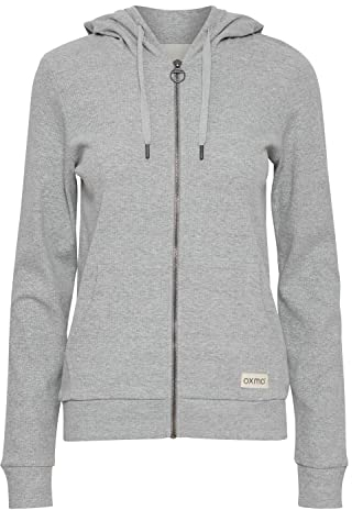 OXMO OXLova Damen Sweatjacke Kapuzenjacke Hoodie mit Kapuze, Größe:S, Farbe:Light Grey Melange (200686)