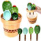 Set di cucchiai dosatori in ceramica a forma di cactus, 5 pezzi, simpatici misurini e cucchiai per cucina, per misurare liquidi, alimenti, sale e zucchero, cucchiai kawaii con base
