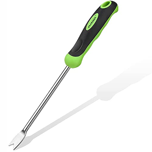 SHANFEEK Dandelion Weed Puller With V-Shaped Shovel Gardening Hand Tools 13-Inch Weed Removal Tool For Garden Yard (Green)