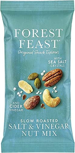 FOREST FEAST Slow Roasted Salt & Vinegar Nut Mix 12 x 40g | Sea Salt & Cider Vinegar Roasted Nut Mix with Cashews, Almonds, Peanuts, Pecans & Pumpkin Seeds | Vegan Snack
