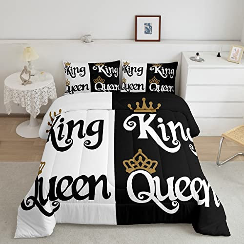 Feelyou Mr Mrs Bettwäsche-Set für Erwachsene, Paare, Liebhaber, Bettdecke, Set für Erwachsene, ultraweich, Valentinstag, Steppdecke, Kingsize-Bettdecke, Zimmerdekoration, Queen-Size-Bettwäsche-Set