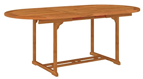 vidaXL Table de Jardin Table Extensible Meuble de Terrasse Table de Salle à Manger avec Trou de Parasol 200x100x75 cm Bois d'Eucalyptus Solide
