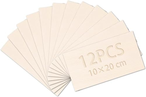 Balsaholzplatten, DOITEM 12 Stück Dünne Holzplatten aus Balsaholz, 200 x 100 x 1.5 mm, Blanko, für Cricut-Macher, Holzhandwerk, Malerei, Gravierte Modellbauprojekte
