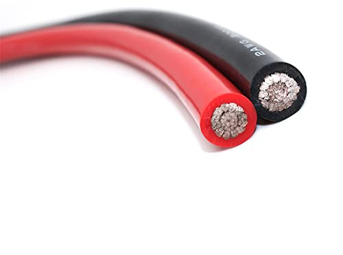 Styire Cavo Batteria Resistente al Calore Morbido da 3 Metri, 1 AWG 2 AWG 4 AWG 6 AWG7 8 10 12 14 AWG, Filo in Silicone di Rame stagnato, Linee in Silicone Nero Rosso (Color : Nero, Size : 8AWG)