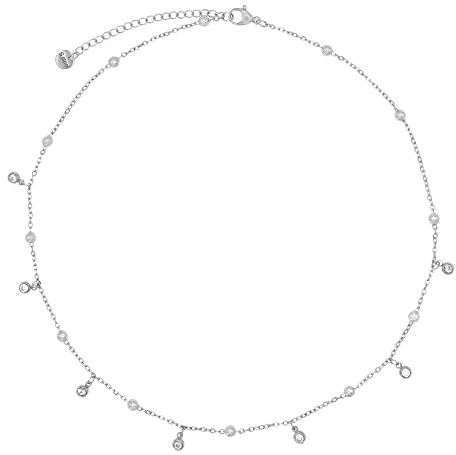 Heideman Halskette Jade silber farbend Kette für Frauen mit Stein weiss