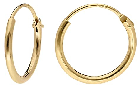 trendor Damen Ohrringe Gold 333 / 8K Creolen Breite 1,3 mm Ø 13 mm 15170