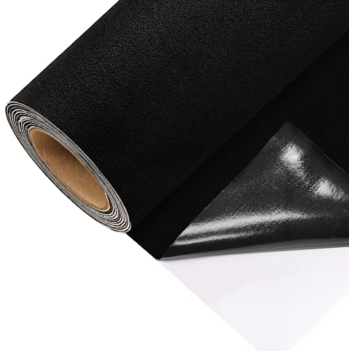 Hengrongshen Selbstklebefolie Velours, Klebefolie Mikrofaserstoff selbstklebend Wildleder Wildlederimitat, für Cockpit Interieur, Schmuck-Schublade, Box Liner, Polsterungen, 40 X 150 cm, Schwarz