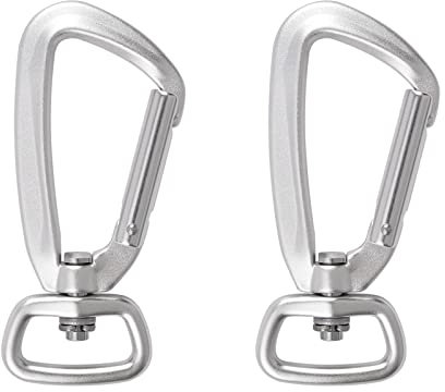 UFURMATE Swivel Clip, 2Pcs Space Aluminum Leash Swivel Snap Hooks Locking Dog Leash Buckle Quick Release Buckles 360 Degree Swivel Clips for Dog Walking Camping Hiking (Silver)