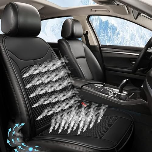 WHMH 12v/24v Klima Sitzauflage Auto für Audi Q3 Q5 Q7 Q8 8U F3 8R 4M,Belüftete Sitzauflage 3 Kühlstufen Atmungsaktiver Sitzschoner,A/Black-A/Single Block 24V
