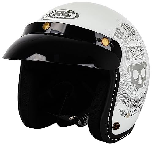 Jet Casco da Moto,DOT/ECE Omologato,Casco Moto con Visiera Sole a Scomparsa Vintage Mezzo Casco Caschi Vintage Ciclomotore Adulti Donna Uomo Casco Moto Demi-Jet I,XL=61-62cm