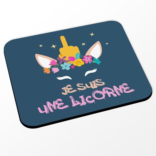 Tapis de Souris Bleu - Je suis Une Licorne Humour Animal Légendaire - (Dimensions 24 x 20 cm)