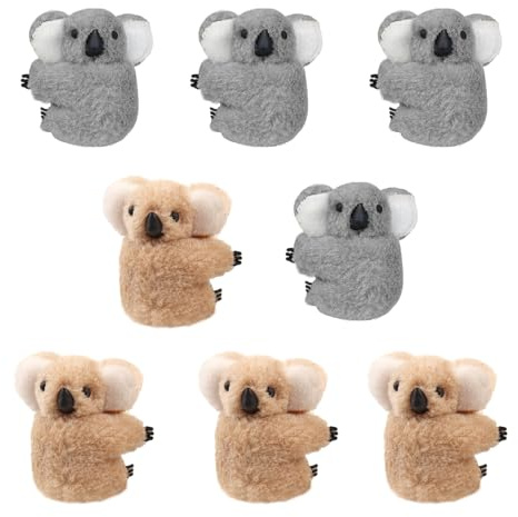 DANUDON 8 Stück Koala-Clip, Känguru-Bleistift-Kumpel, Koala-Clip, kleine gefüllte Stiftaufsätze, Tierbär, Plüsch-Bleistift, Hunger, Krallen-Clips