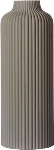 3D Vase Dekovase Anouk XL 38cm Bodenvase Hellgrau Deko Vase Pampasgras Trockenblumen