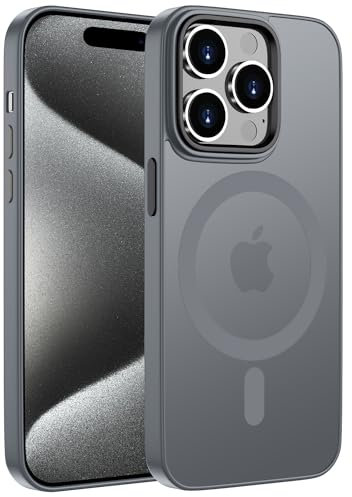 ORDA Magnetisch Hülle für iPhone 14 Pro Max 6,7 Zoll Kompatibel mit MagSafe,für iPhone 14 Pro Max Case Durchscheinende Matt Handyhülle Rückseite Dünn Stoßfest Schutzhülle Grau