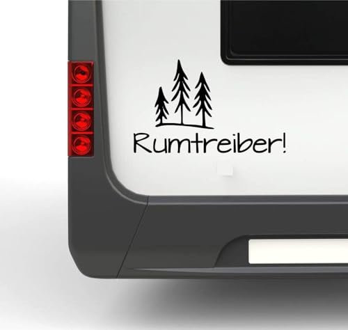 Rakelfix Wohnmobil Wohnwagen Aufkleber Schriftzug Rumtreiber Gr.S ca 35cm mit 3 Bäumchen Wald Abenteuer WOMI WOWA Camping Van