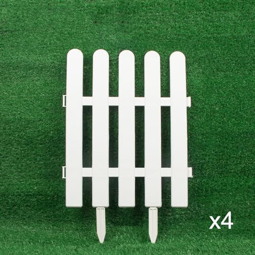 Yclty 4Pcs Bordure de Jardin, Blanc Clôture Extérieure en PVC, Grillage Frontalière de Pelouse Gazon Bord (Size : 40x50cm)