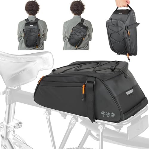 HuBeiChuangXiang 10L Sac de Porte-Bagages Sacoche de Coffre de vélo Sac à Dos à bandoulière Arrière de Vélo Sac de Siège de Porte-vélos Sacoche de Vélo avec Zone réfléchissante et Bracelet d'épaule