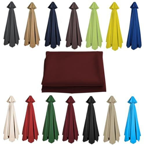 LLMMOOP Tela Sombrilla 6/8 Varillas 6.5/8.8/9.8ft Repuesto Sombrilla, Recambio Sombrilla Resistente Y Grueso. para Sombrillas De Terraza, Extraíble/Lavable (8 Ribs-2.7m(8.8ft),Burgundy)
