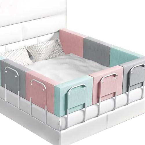 Mgchowue Bettgitter, 50/60cm Bettschutzgitter, 5-Loch Höhenverstellbar Absturzsicherung für Kinder, Alle Seiten Geländer für Kleinkinderbett und Einzel-/Doppelbett(Color:Gris,Size:60cm)
