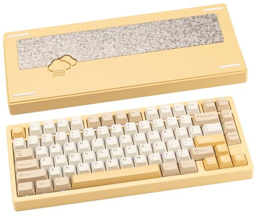 CutiePcs WOBKEY Rainy 75 Aluminum Cocoa Switch Mechanical Keyboard with Superior Acoustics, Wired, BT, 2.4G wireless Connectivity (Pro - Yellow)