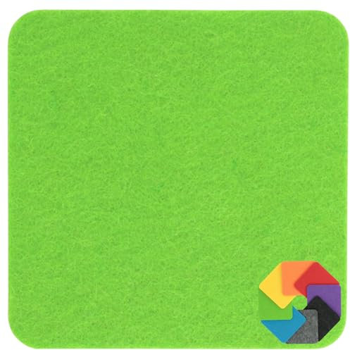 Design Filz Untersetzer eckig - 15x15cm in apfelgrün für Glas, Getränke, Bar, Tasse, Vase