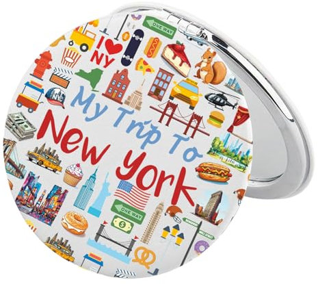 BEKECH New York Reisegeschenk My Trip to New York Reise Make-up Spiegel New York Kompakter Reisespiegel New York Reise Souvenirs