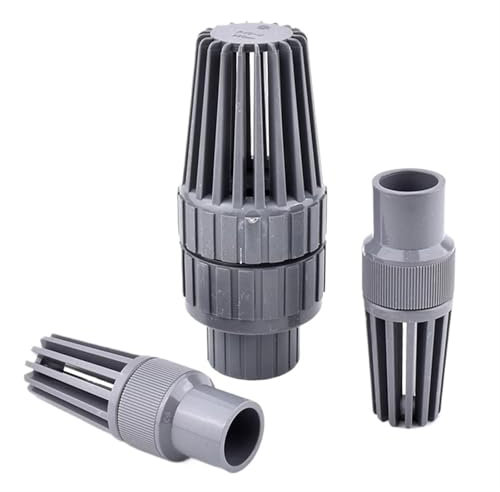 MEXEWORD Grey/White 32~90mm PVC One Way Non Return Check Valve Basket Foot Bottom Valve Garden Irrigation Water Pipe Connector Aquarium Accessories(Grey,40mm)