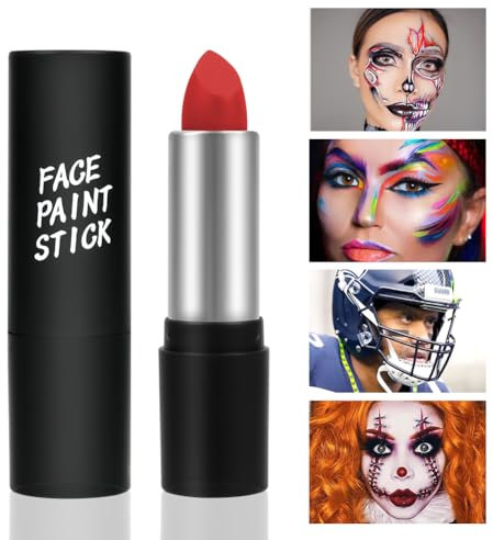 Palos de Pintura Corporal, Juego de Pintura Corporal, Set Maquillaje de Camuflaje para Halloween, Fiestas Carnaval, Militar Caza en la Naturaleza Deportes Aire Libre, Rojo