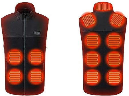 Heated Gilet for Men and Women UK Plus Size 13 Heating Zones Polar Fleece Heated Vest Button Up Winter Coats Unisex Electric Heated Vest USB Thermal Warm Cloth Winter Jacket Self Heating Body Warmer