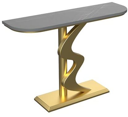 FREUPGU Konsolentisch, Konsolentisch Schmal, Eingangsbereich Deko Tisch, Beistelltisch Mit Metallgestell, Sofatisch, für Eingang, Flur, Vorzimmer, Wohnzimmer(Gold,80cm/31.5in)