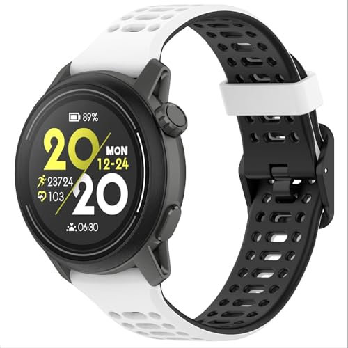 GIOPUEY Armband Kompatibel mit COROS PACE 2/APEX 2/42MM, Weiches TPU Armband [Farbdesign spleißen] Ersatzarmband - Black/White